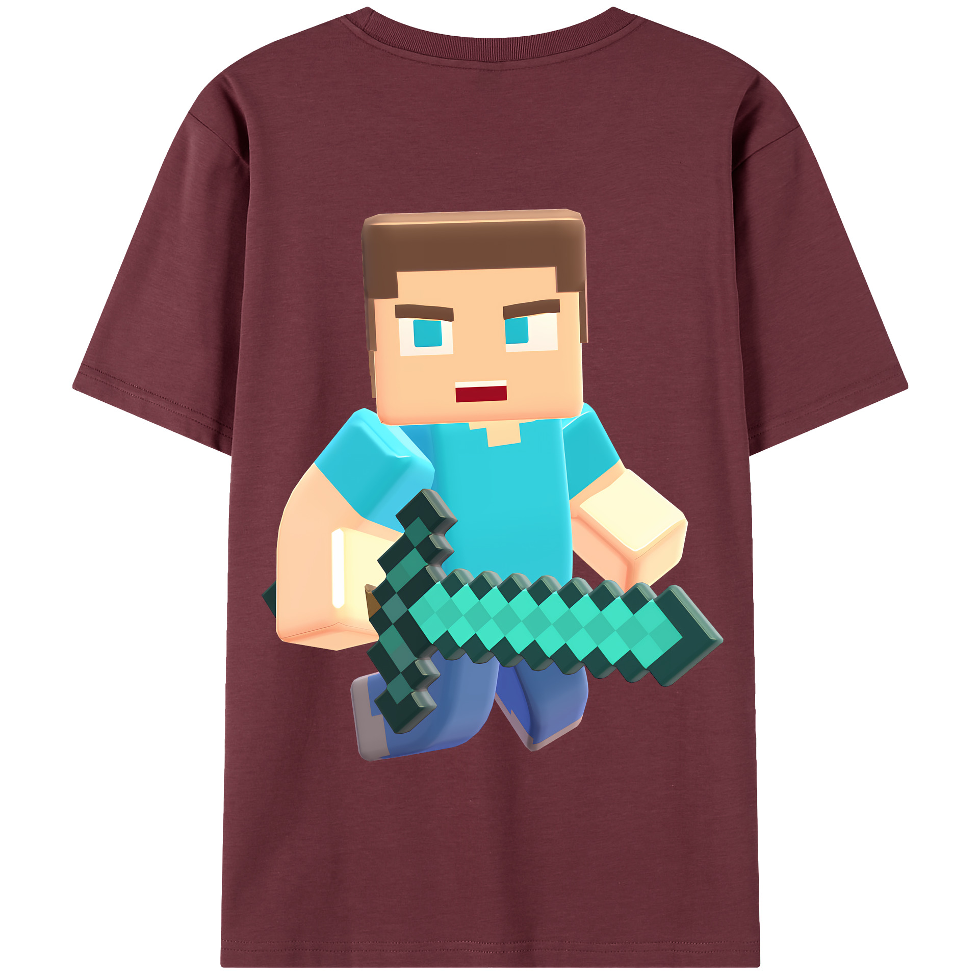 （画像用） マインクラフト ブロックの世界 Minecraft MC Block world 綿100％半袖Tシャツ（背面プリント）